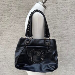 BLACK BCBG LEATHER STUDDED PURSE